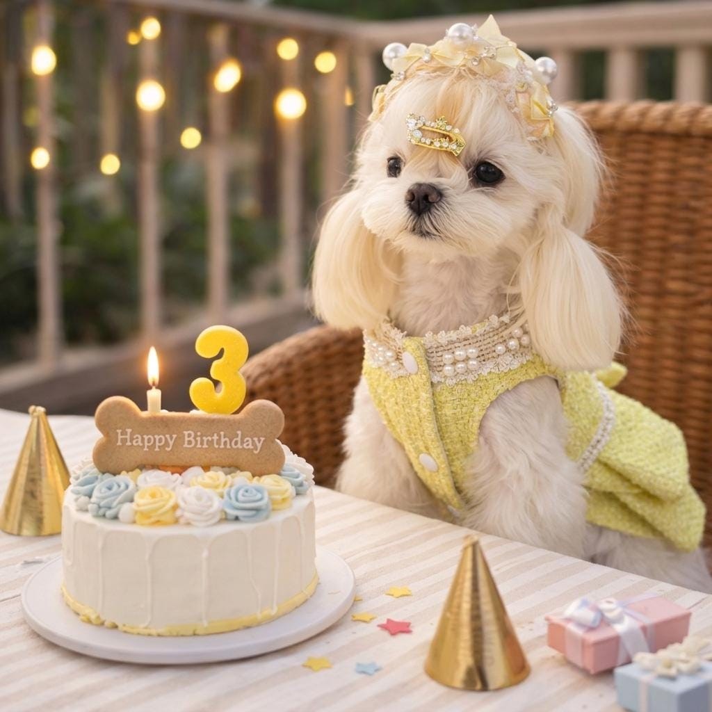 Yellow Pearl Trim Pet Dress for Small Dogs