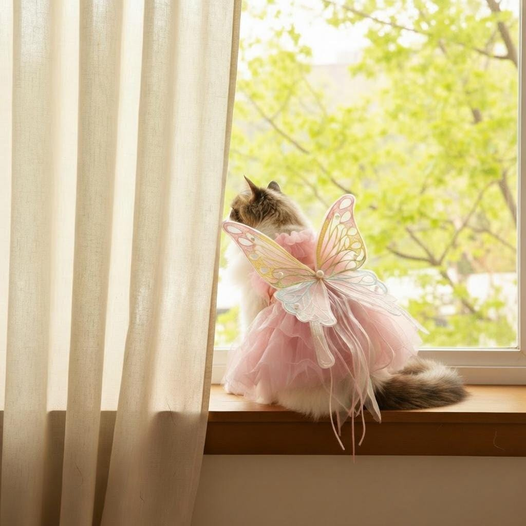 Pastel Butterfly Wing Pet Dress for Cats and Small Pets